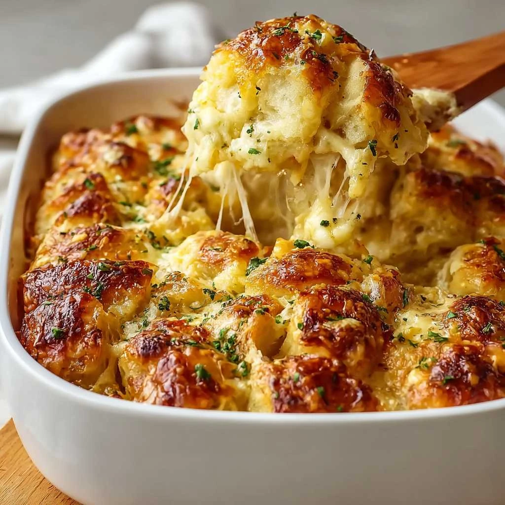 Garlic Butter Cheesy Pullapart Potluck Casserole Magic