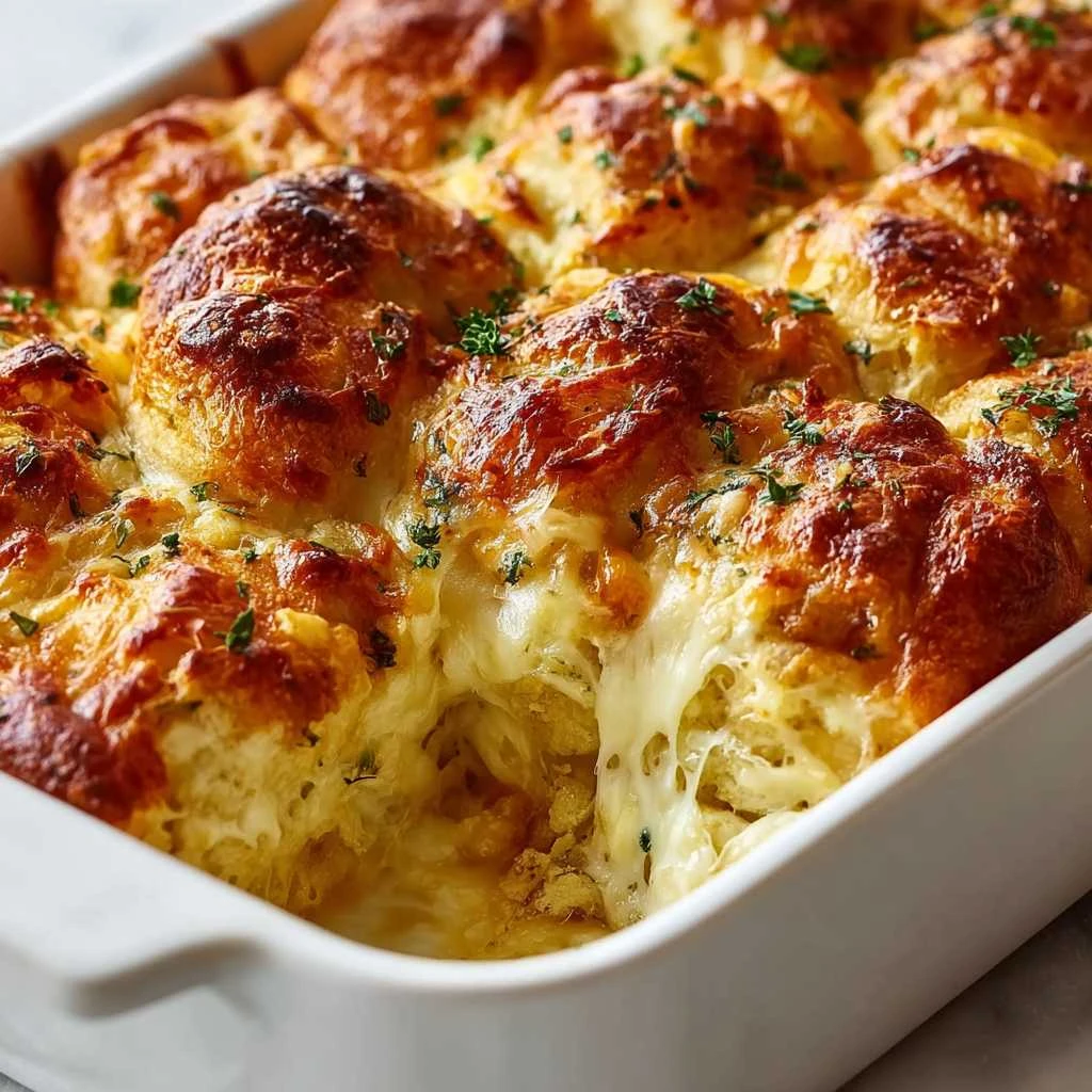 Garlic Butter Cheesy Pullapart Potluck Casserole Magic