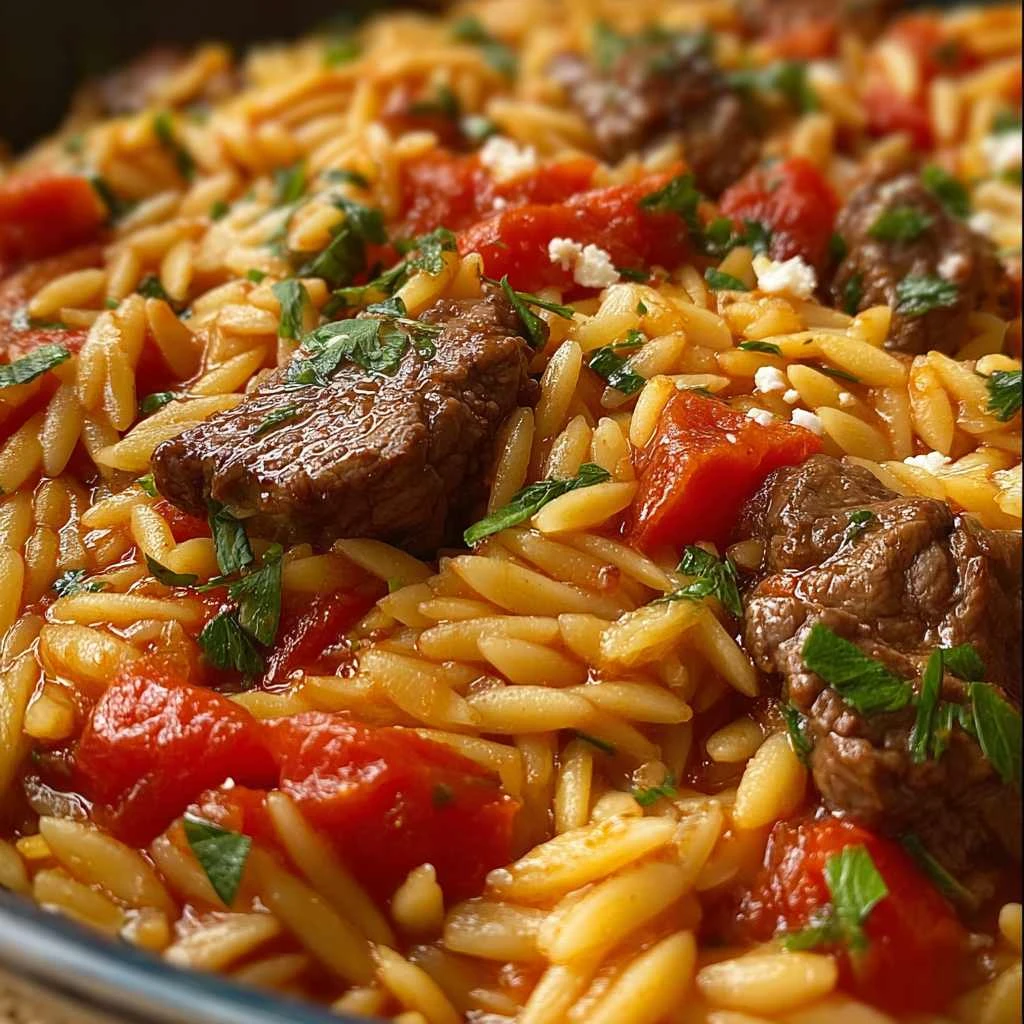Greek Manestra Beef Orzo