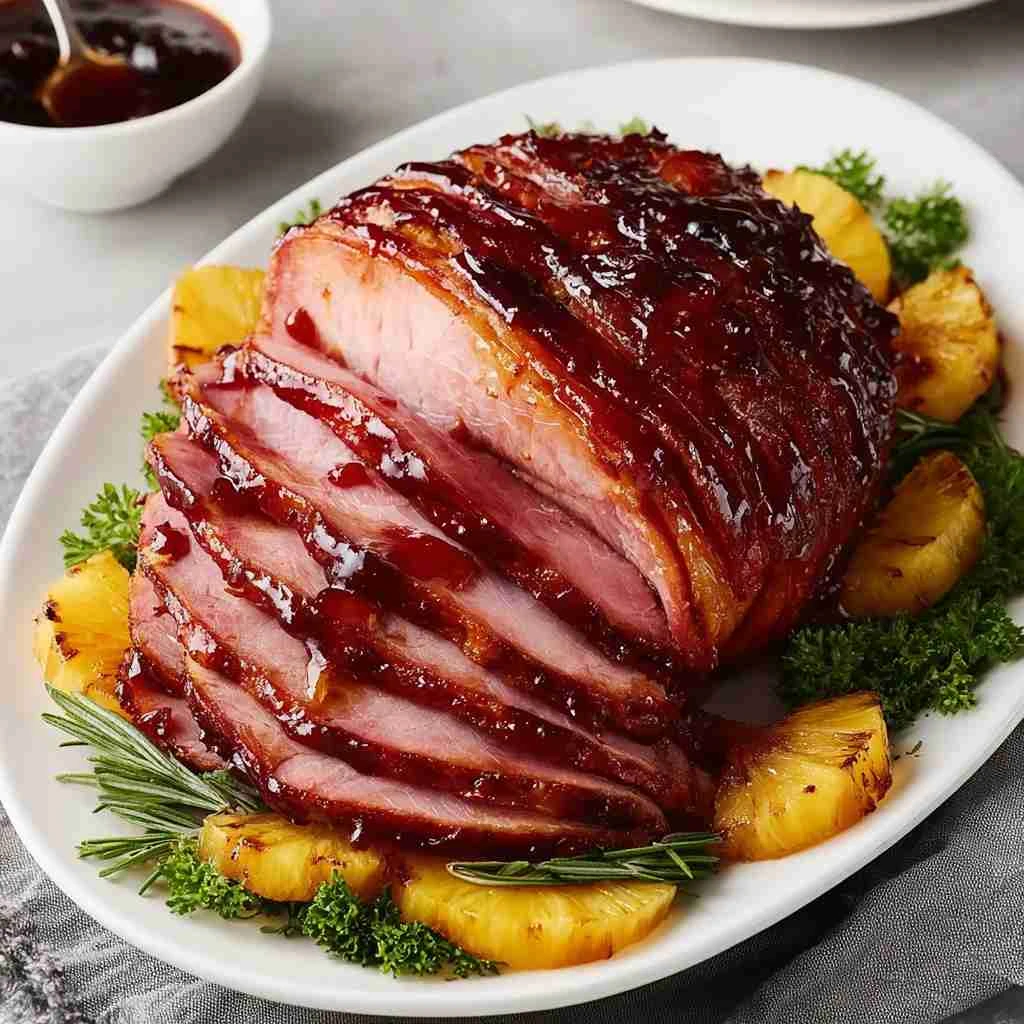 Irresistible Sticky Pineapple Brown Sugar Glazed Ham Recipe