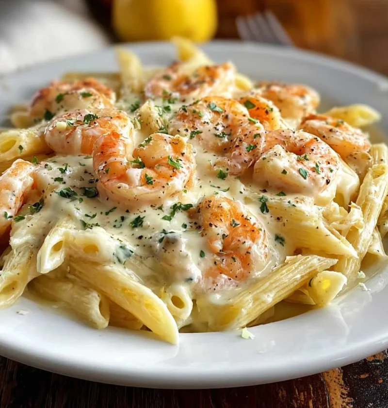 Irresistibly Creamy Garlic Shrimp Alfredo Penne