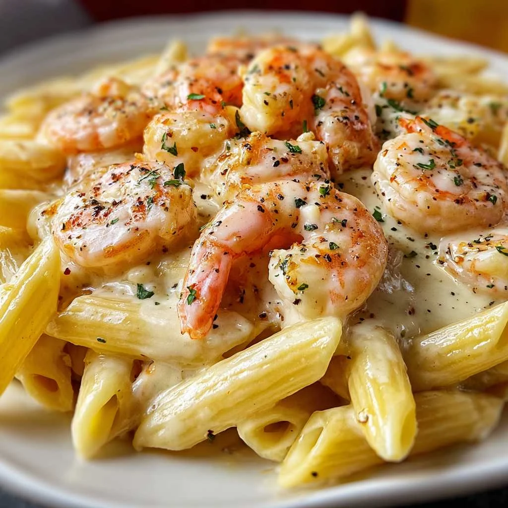 Irresistibly Creamy Garlic Shrimp Alfredo Penne