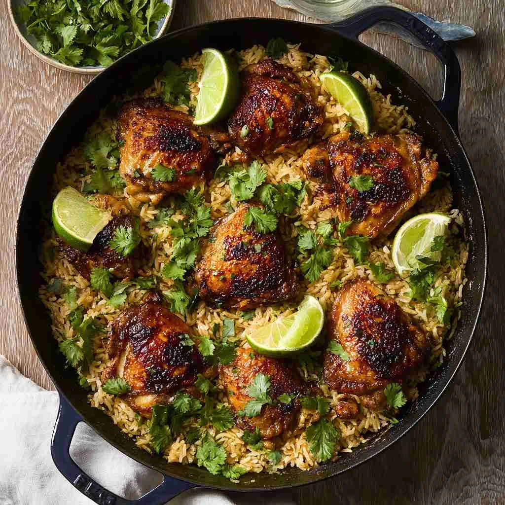 One Pan Cilantro Lime Chicken Rice