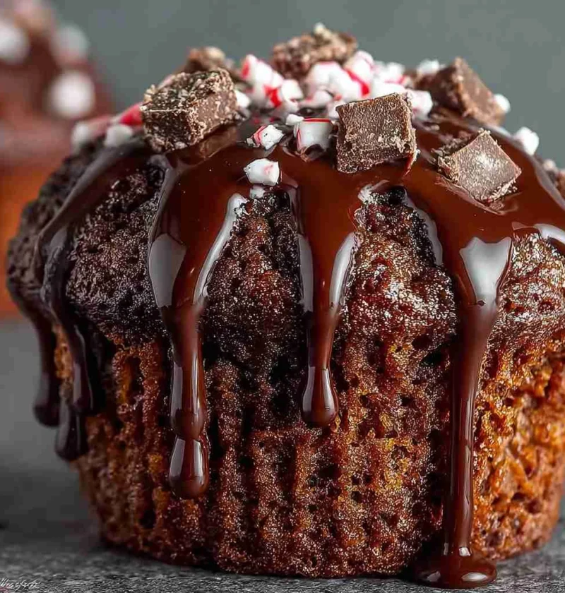 Peppermint Hot Chocolate Muffins