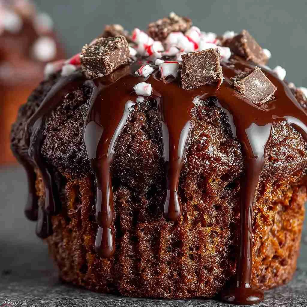 Peppermint Hot Chocolate Muffins