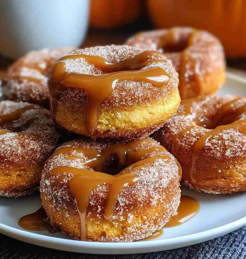 Pumpkin Apple Cider Donuts Caramel Drizzle Fall Treat