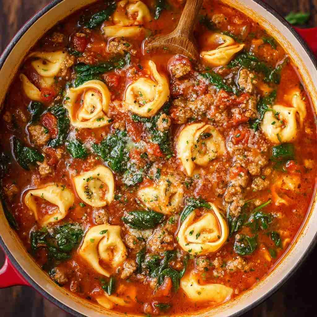 Sausage Spinach Tortellini Soup (Easy One-Pot Italian Soup)