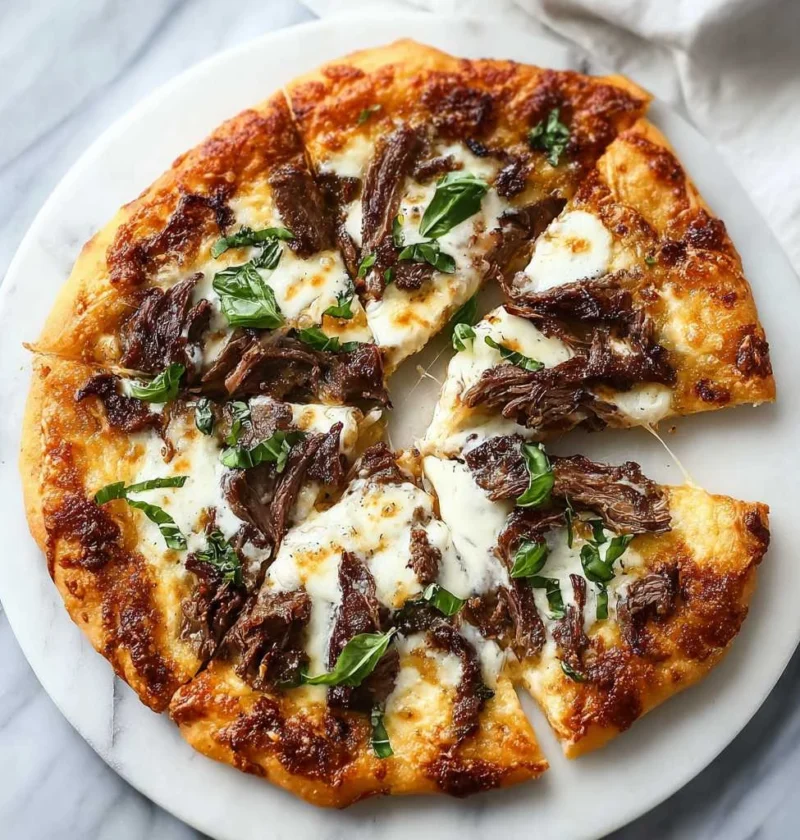 Savory Short Rib Pizza Smoked Gouda Cream Sauce