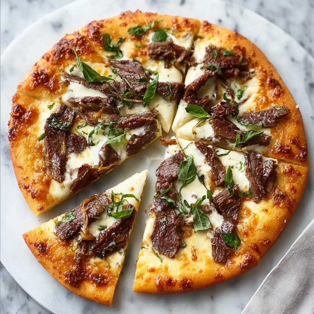 Savory Short Rib Pizza Smoked Gouda Cream Sauce
