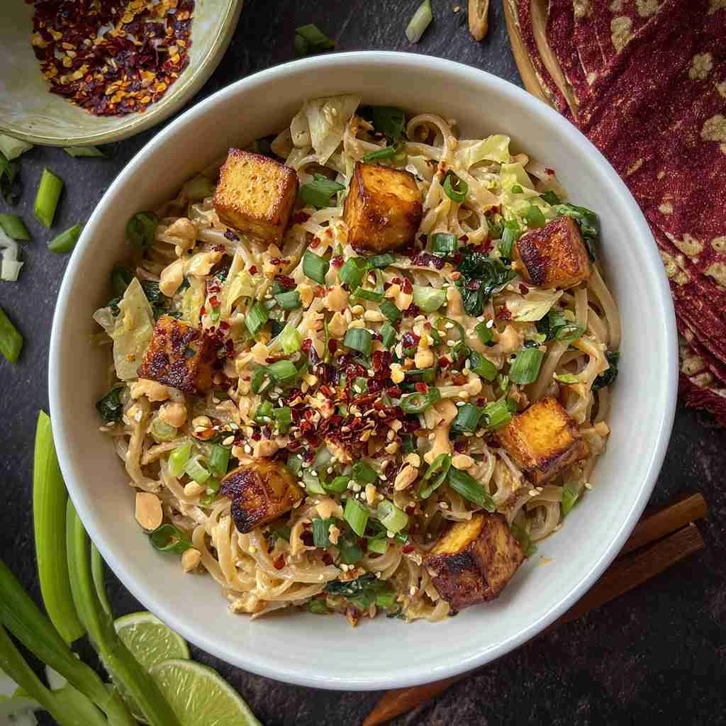 Spicy Tofu Peanut Noodles