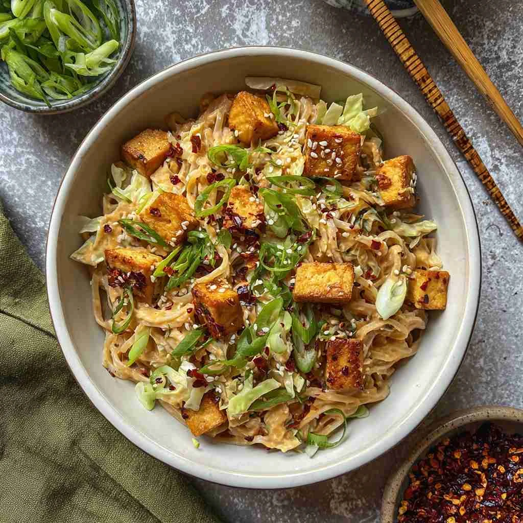 Spicy Tofu Peanut Noodles
