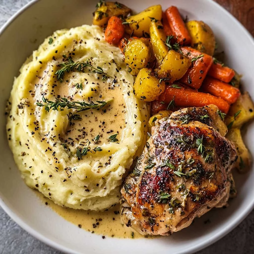 Ultimate Creamy Herb Chicken Thighs with Rustic Veggie Sides