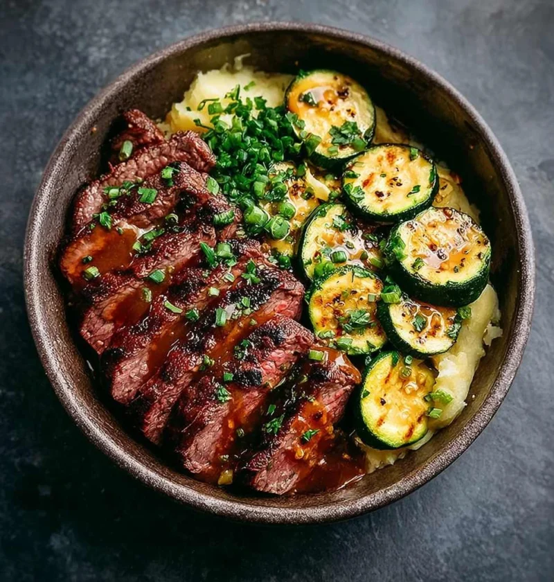 Cozy Grilled Steak Bowl Zucchini