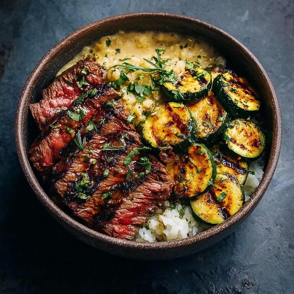 Cozy Grilled Steak Bowl Zucchini