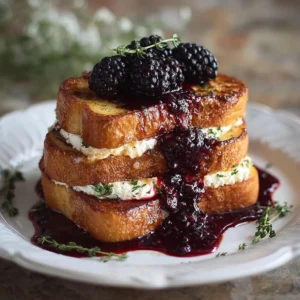 Cream Cheese Stuffed French Toast with Blackberry Compote
