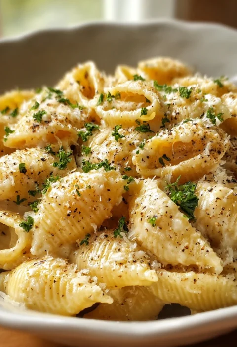 Creamy Roasted Garlic Parmesan Shells Dinner Delight