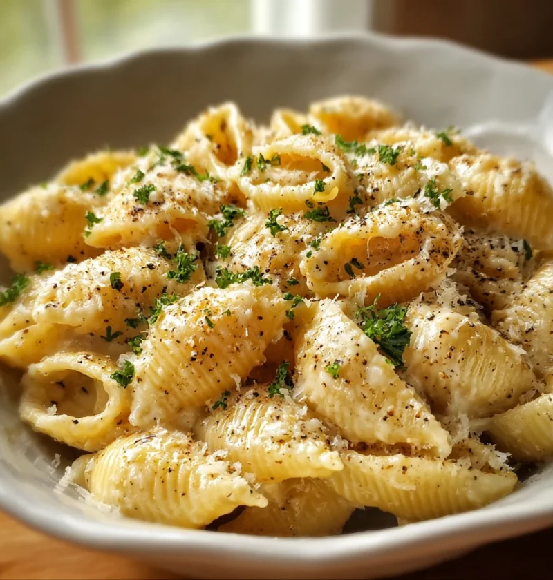 Creamy Roasted Garlic Parmesan Shells Dinner Delight
