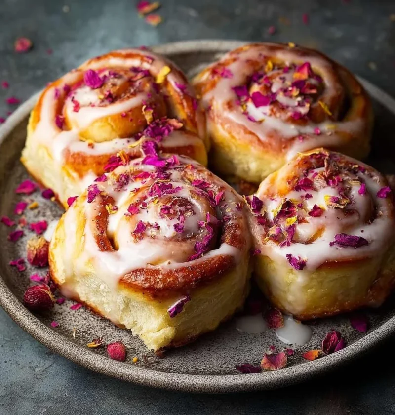 Raspberry Rose Cheesecake Buns