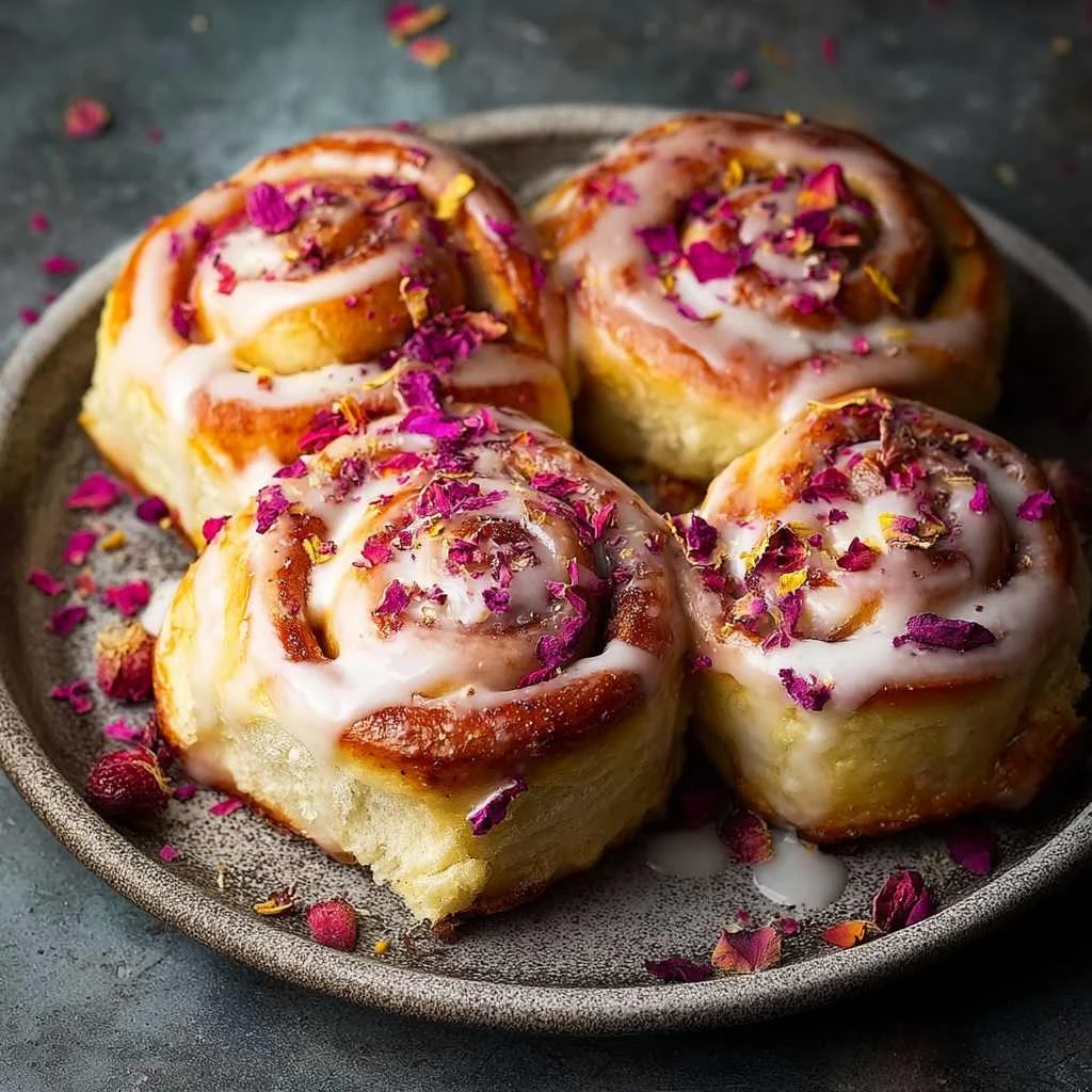 Easy Raspberry Rose Cheesecake Buns