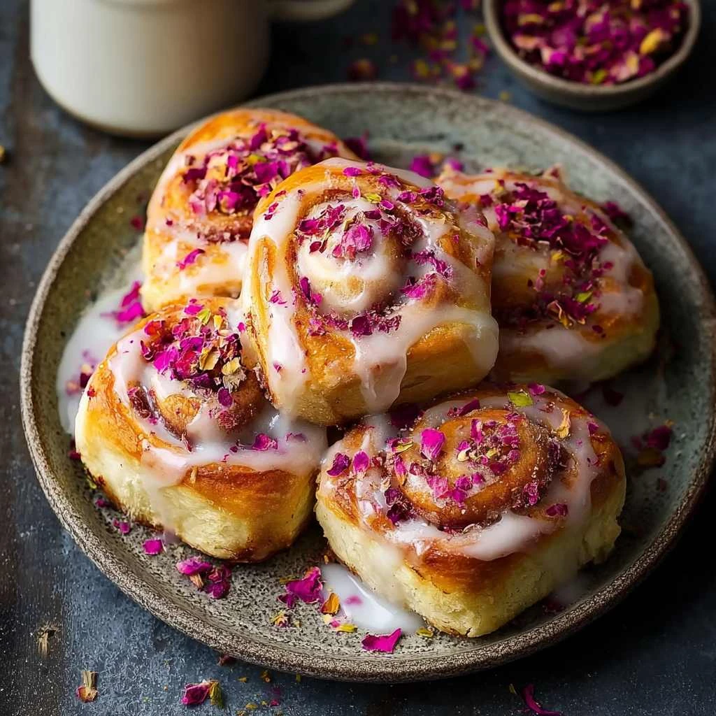 Raspberry Rose Cheesecake Buns