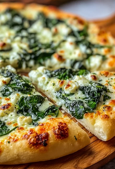 Greek Roasted Garlic Spinach White Pizza Youll Crave
