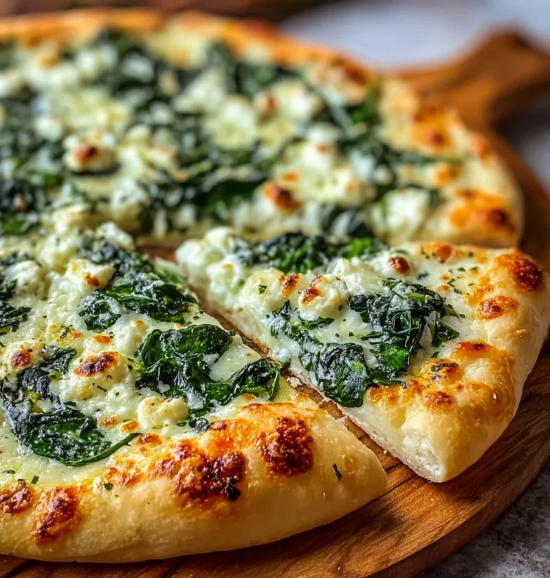 Greek Roasted Garlic Spinach White Pizza Youll Crave