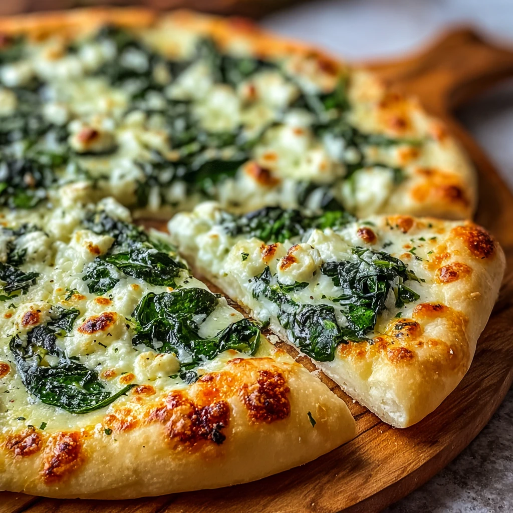 Greek Roasted Garlic Spinach White Pizza You’ll Crave for Dinner