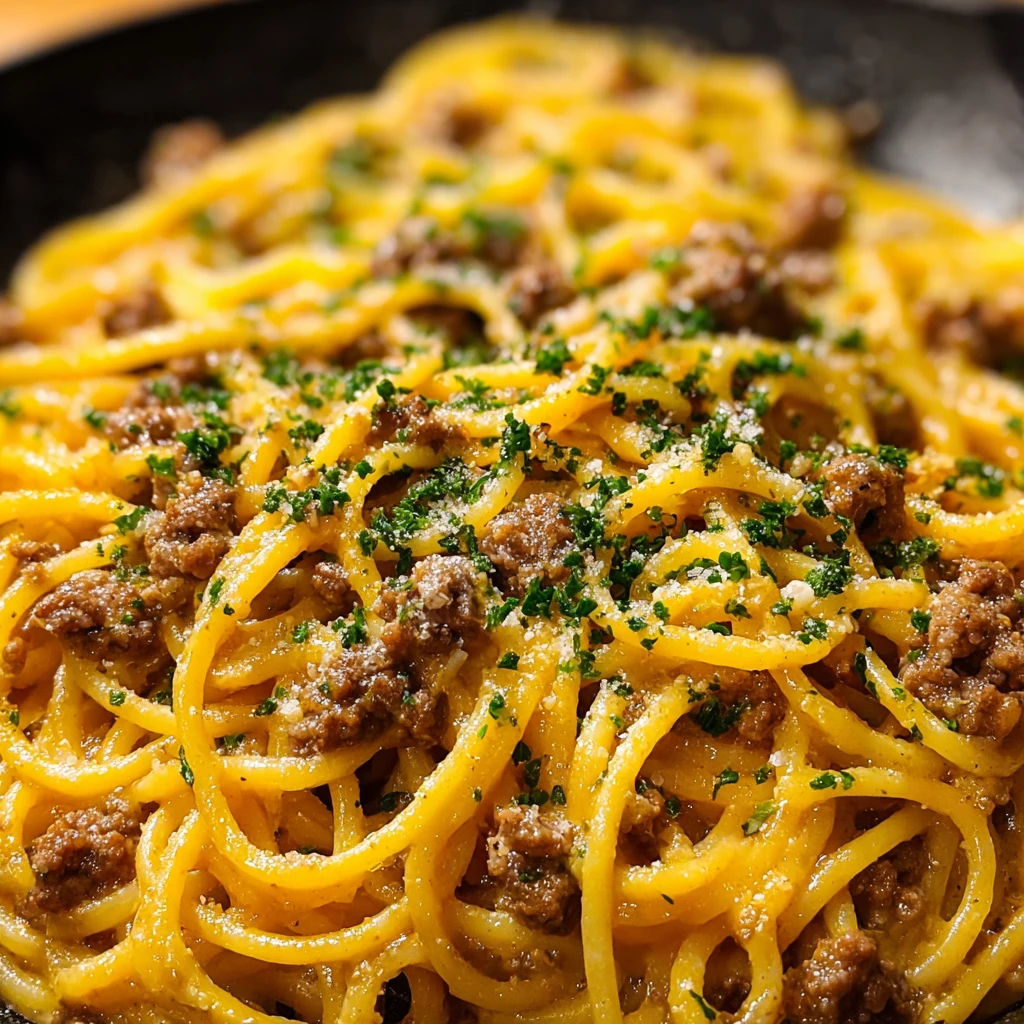 One-Pot Creamy Beef and Garlic Butter Pasta