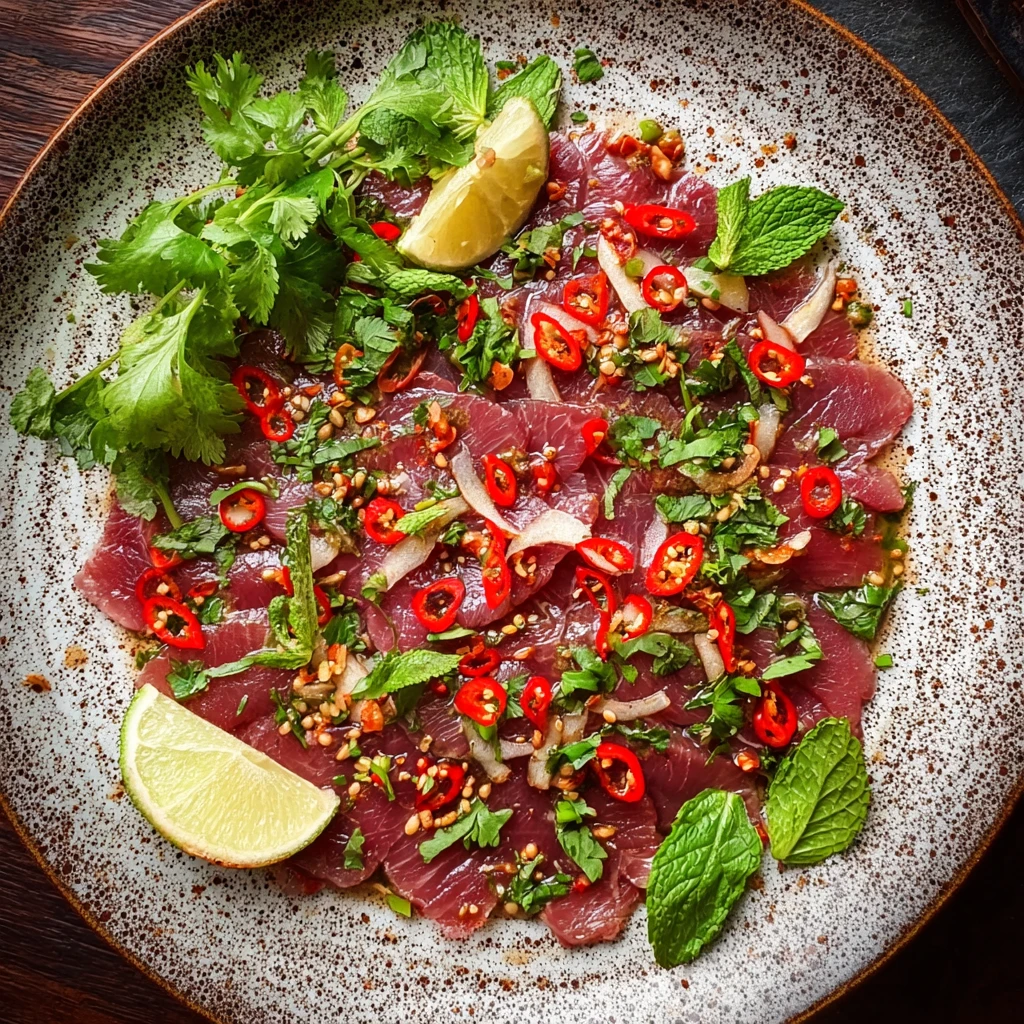 Savory Vietnamese Beef Carpaccio Fresh Herbs Zing