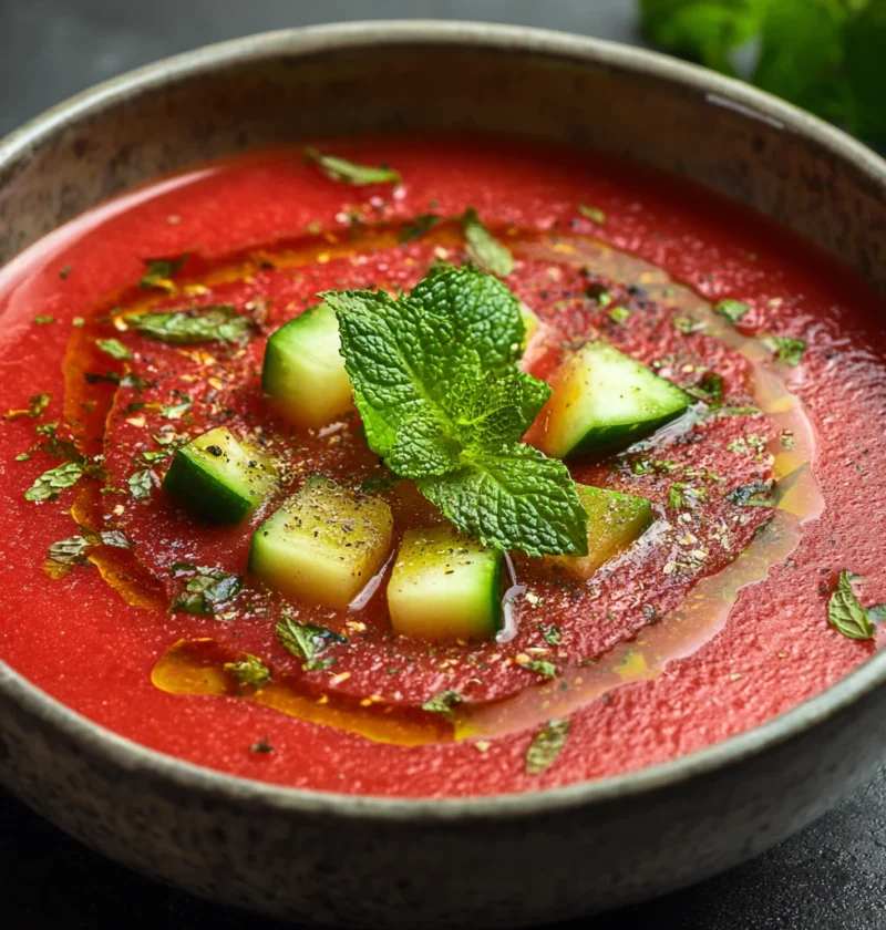 Spicy Watermelon Gazpacho Mint Refreshing Delight