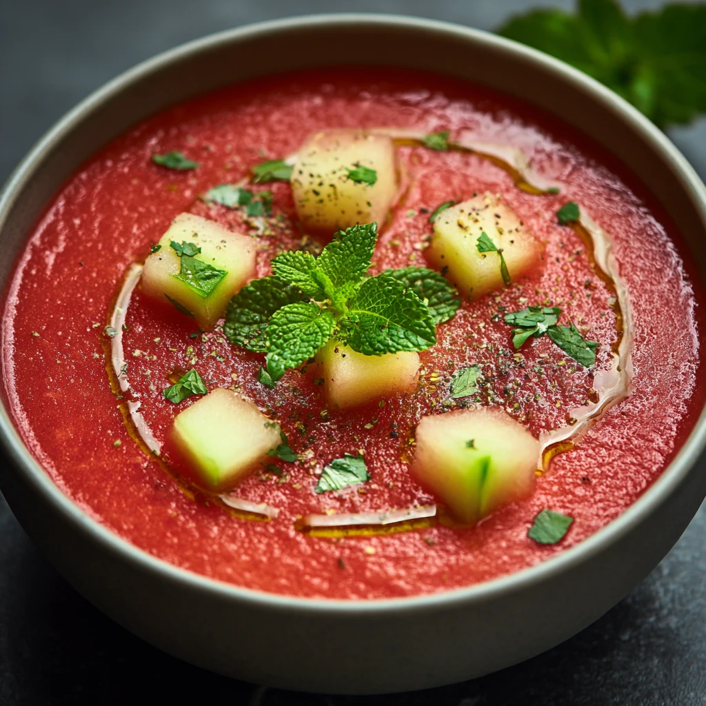 Spicy Watermelon Gazpacho Mint Refreshing Delight
