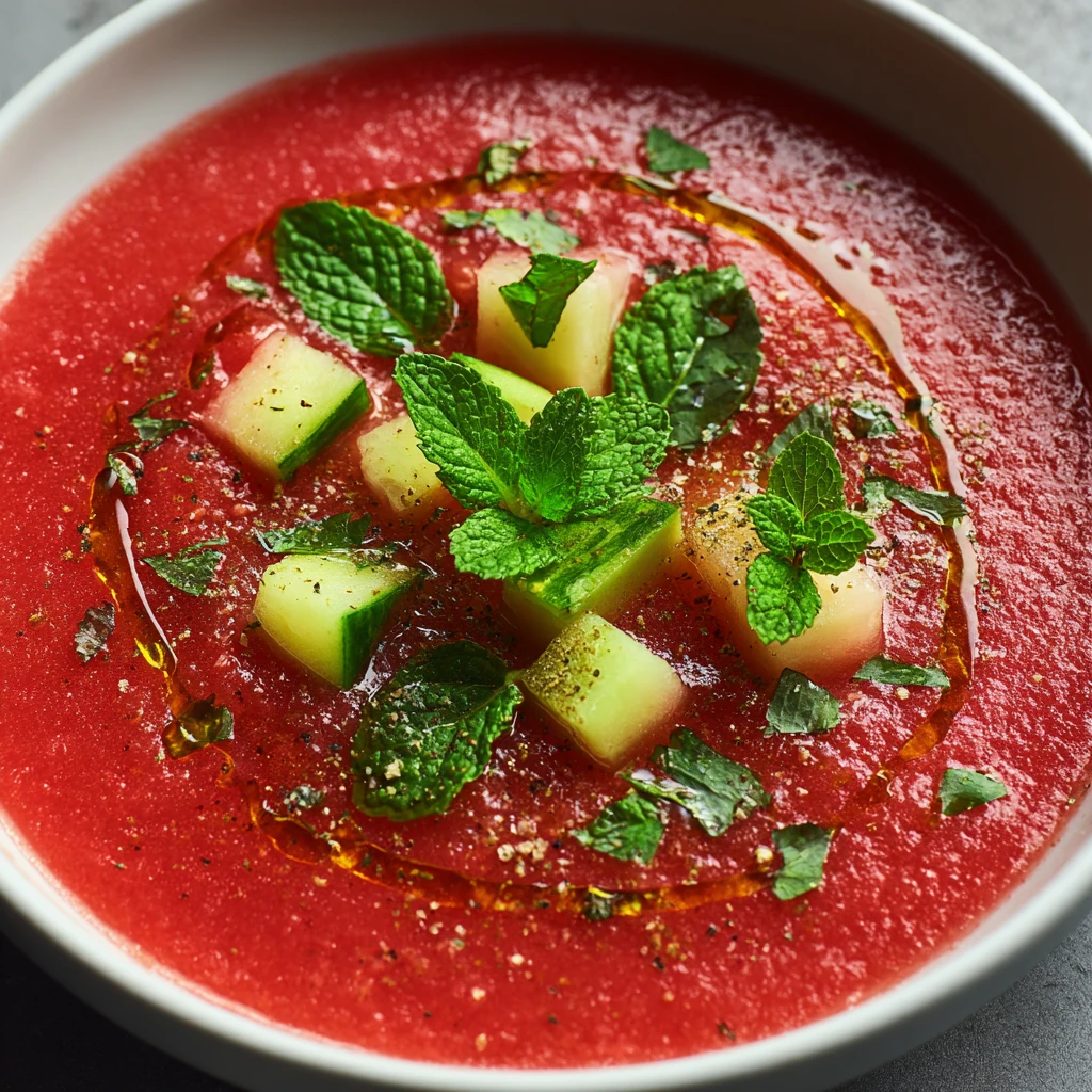 Spicy Watermelon Gazpacho Mint Refreshing Delight