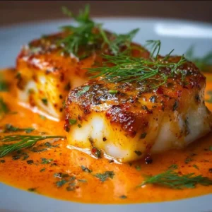 Tasty Cod in Roasted Red Pepper Sauce