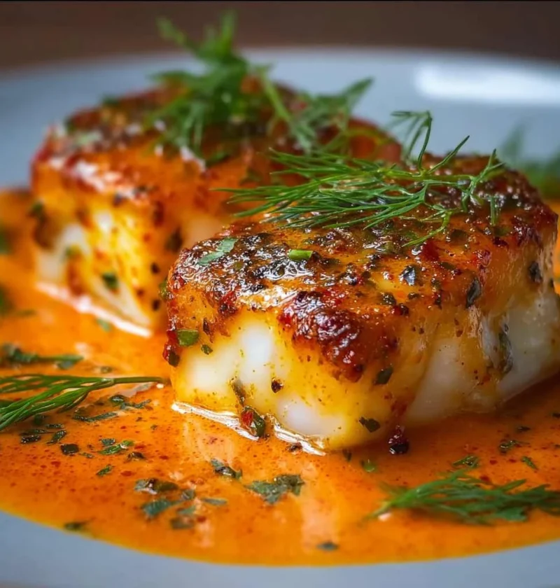 Tasty Cod Roasted Red Pepper Sauce