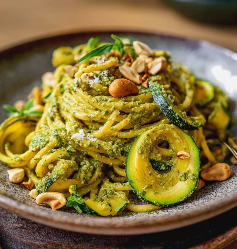 Turmeric Cashew Cream Pasta Zucchini Ribbons Delicious