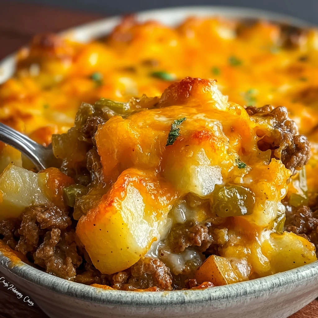 Cheesy Ground Beef Casserole Made With Frozen Potatoes