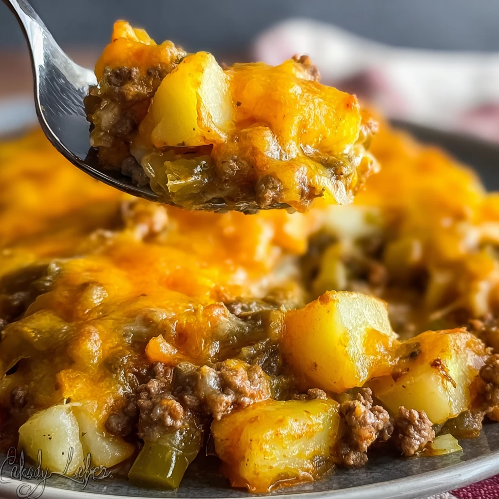 Cheesy Ground Beef Casserole Made Frozen Potatoes