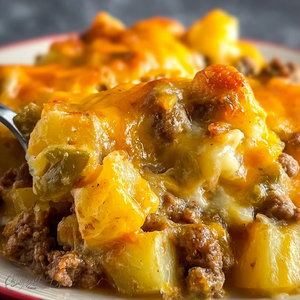 Cheesy Ground Beef Casserole Made Frozen Potatoes