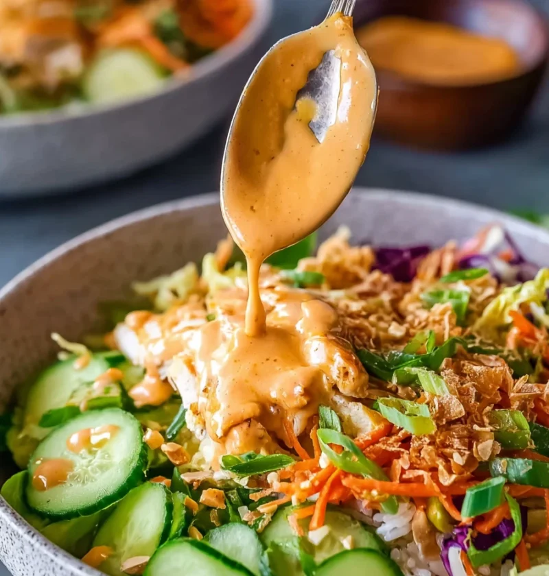 Chicken Satay Crispy Rice Salad Bowls