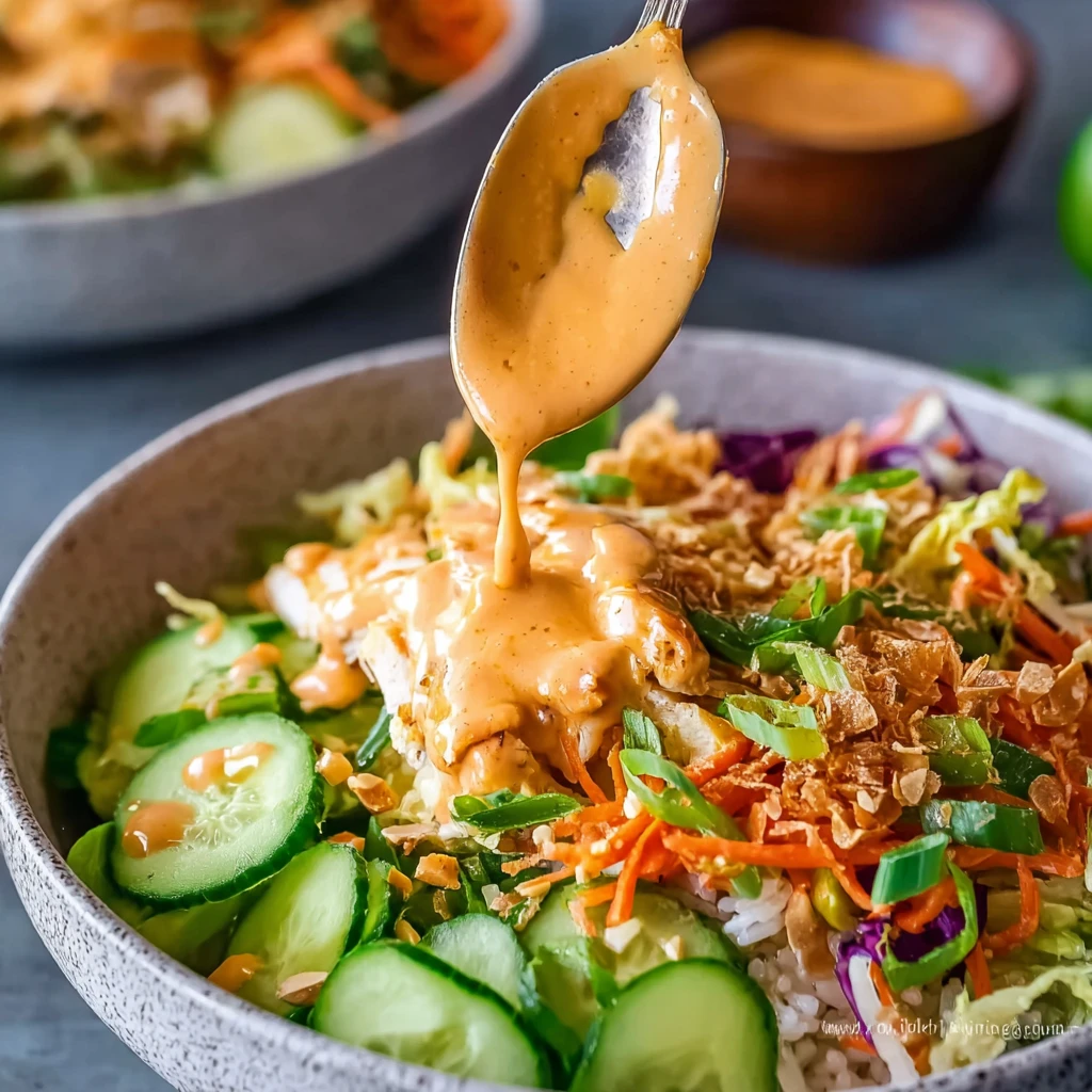 Chicken Satay Crispy Rice Salad Bowls