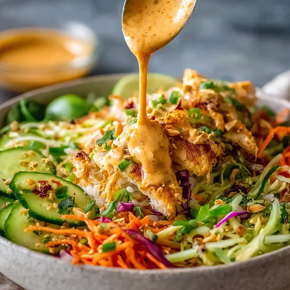 Chicken Satay Crispy Rice Salad Bowls