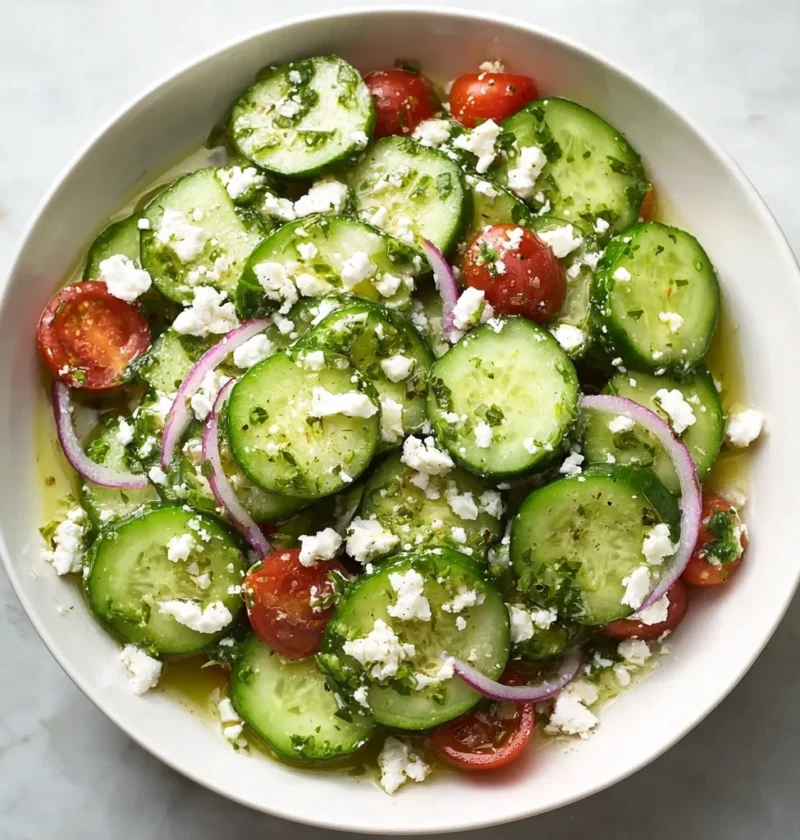 Cucumber Feta Salad Lemon Greek Vinaigrette
