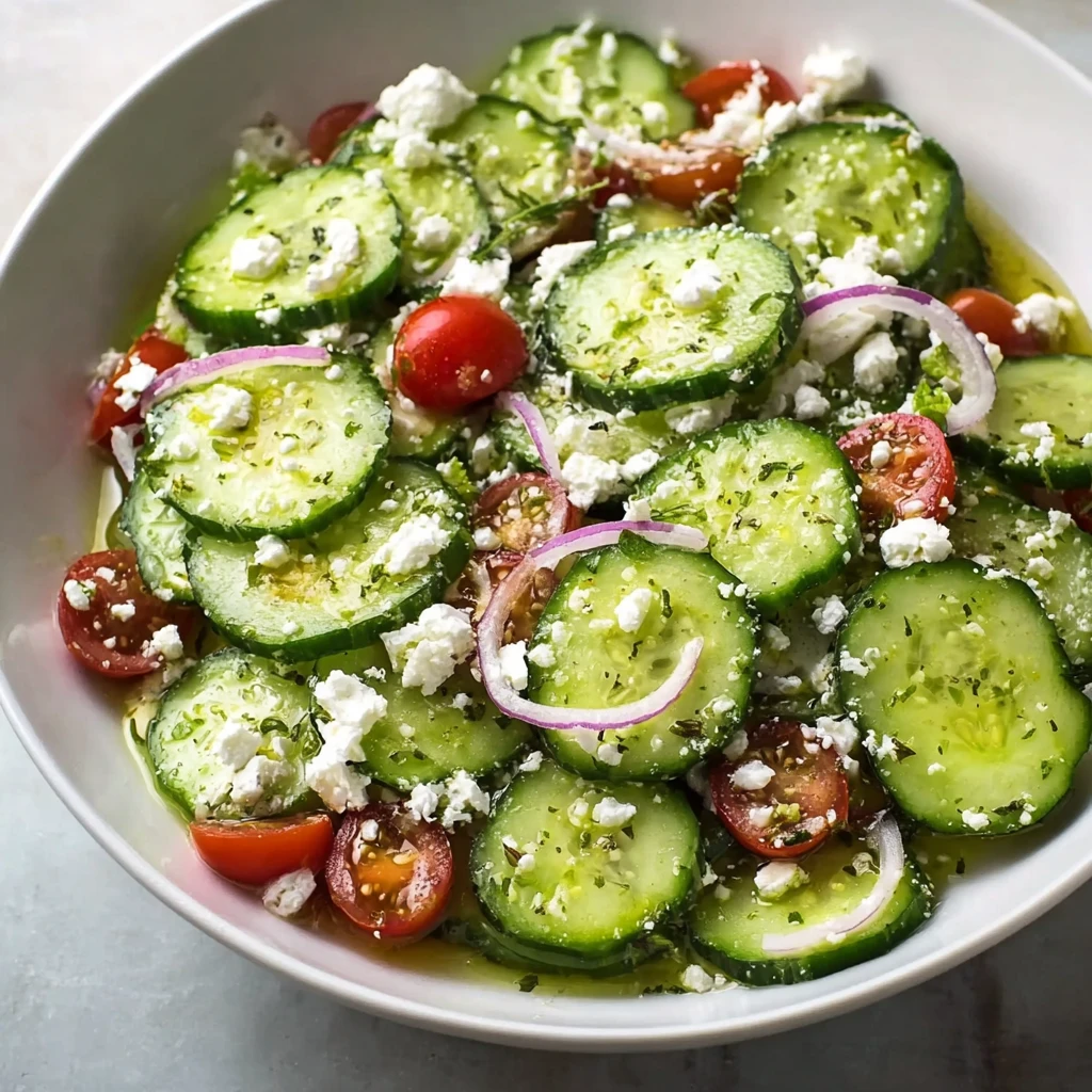 Cucumber Feta Salad Lemon Greek Vinaigrette
