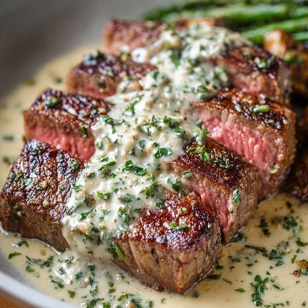 Garlic Butter Steak Parmesan Cream Sauce