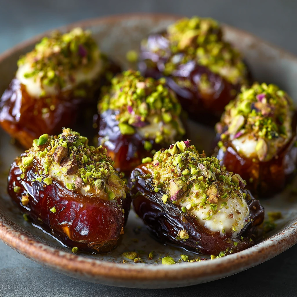 Honey Pistachio Ricotta Stuffed Dates Elegant Sweet Treat