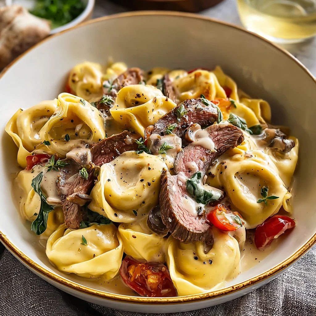 Indulge Cheesesteak Tortellini Rich Provolone Sauce Today