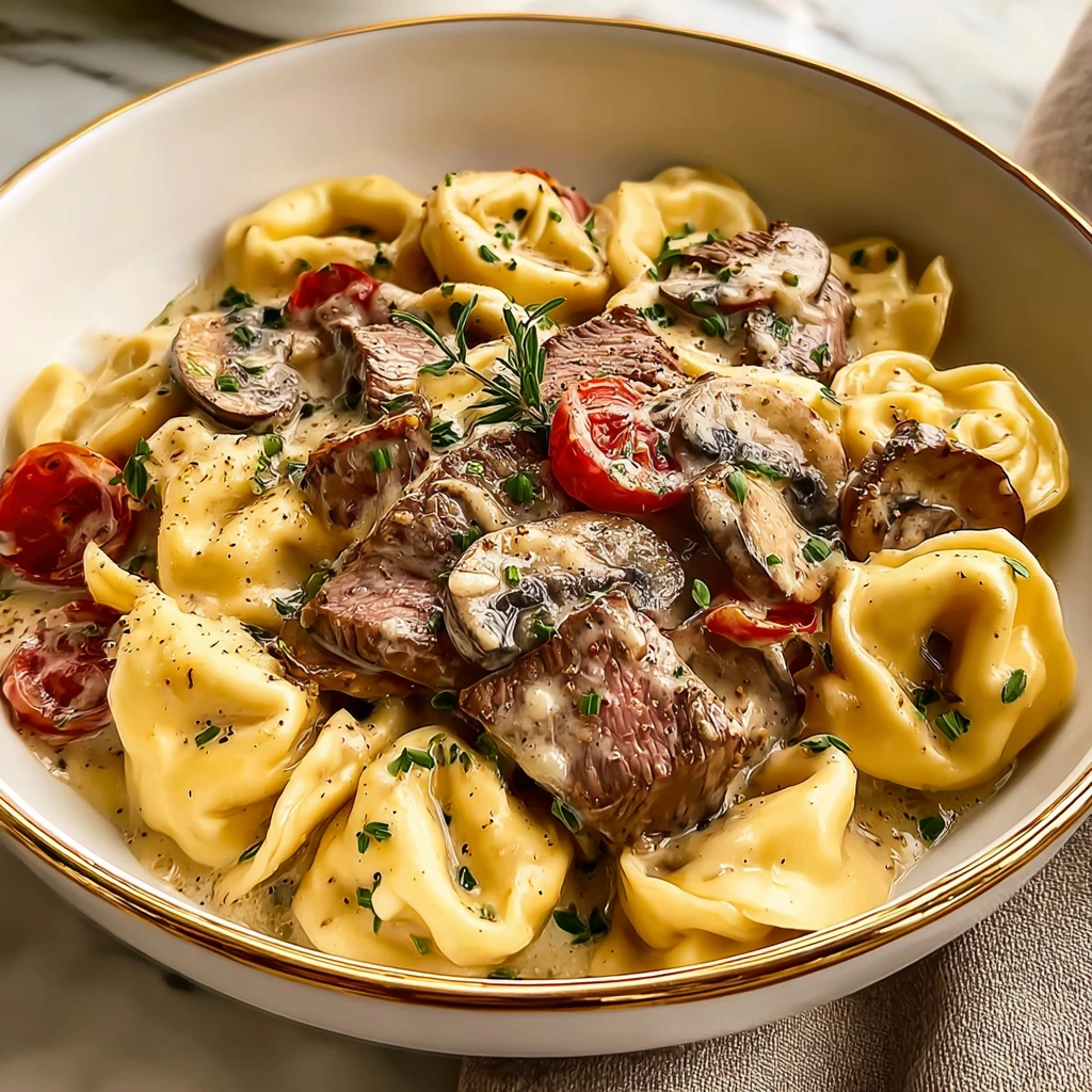 Indulge Cheesesteak Tortellini Rich Provolone Sauce Today