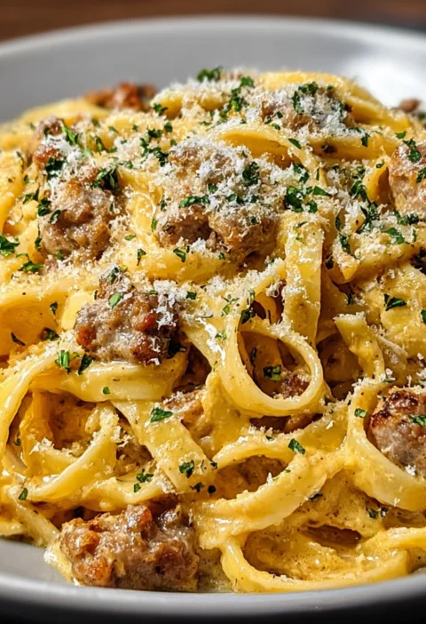 Indulge Creamy Italian Sausage Fettuccine Tonight