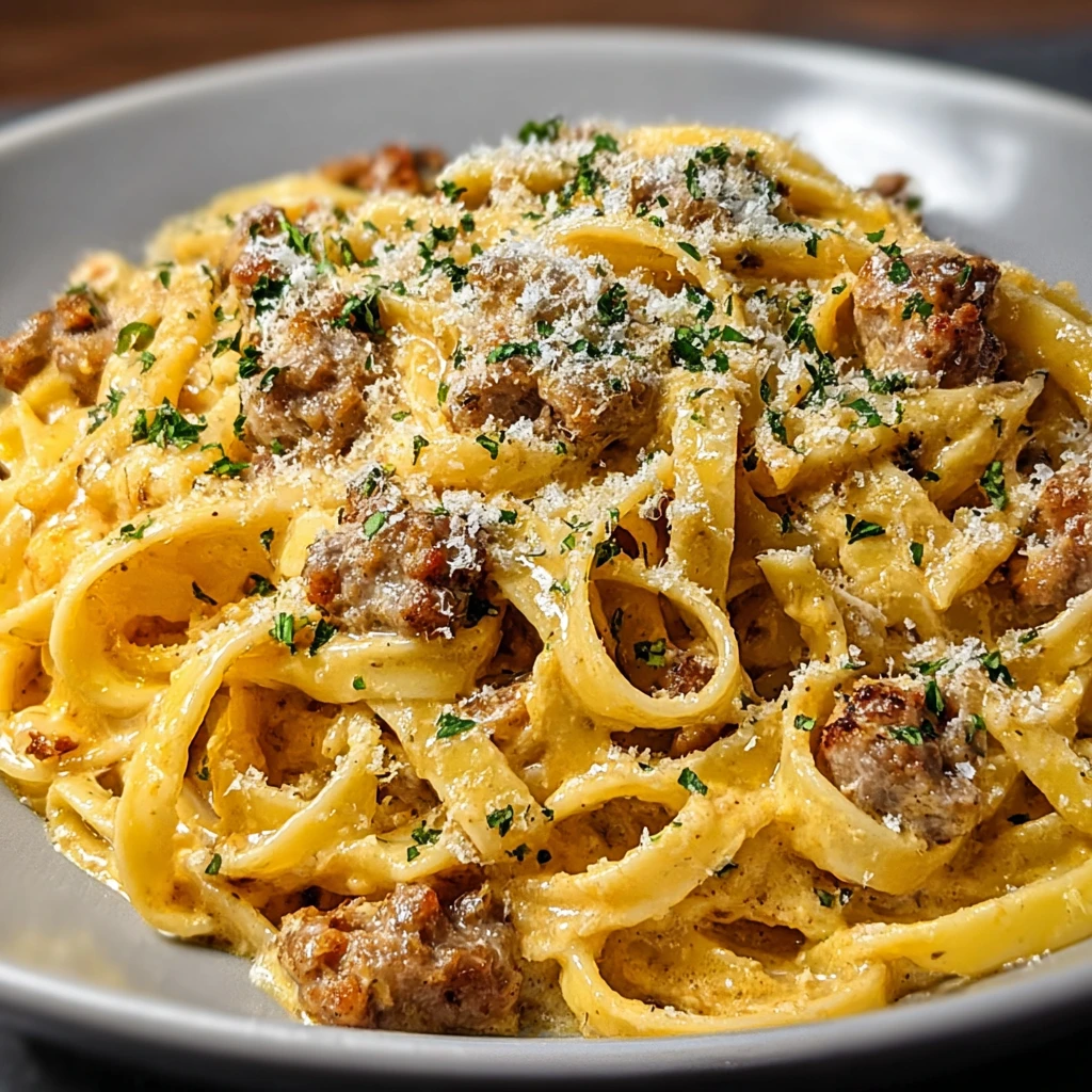Indulge in Creamy Italian Sausage Fettuccine Tonight!