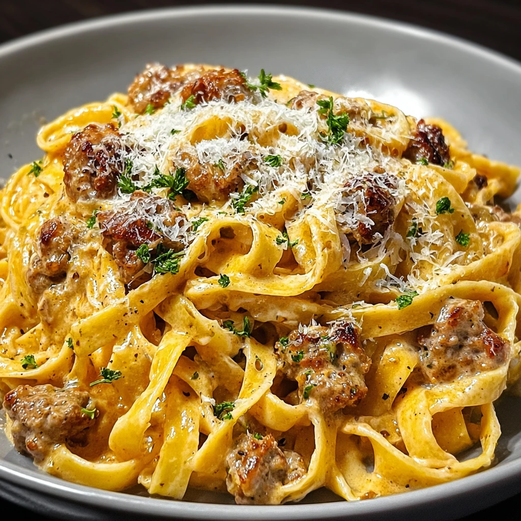 Indulge Creamy Italian Sausage Fettuccine Tonight